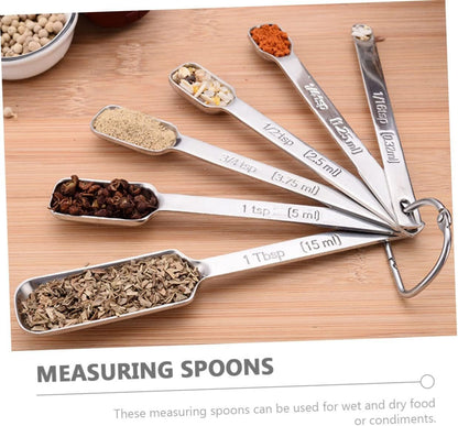 Cabilock 7Pcs Stainless Steel Measuring Spoons Graduated Baking Utensils for Precise Ingredient Measurement Kitchen Tools for Cooking Baking and Food Prep Silver