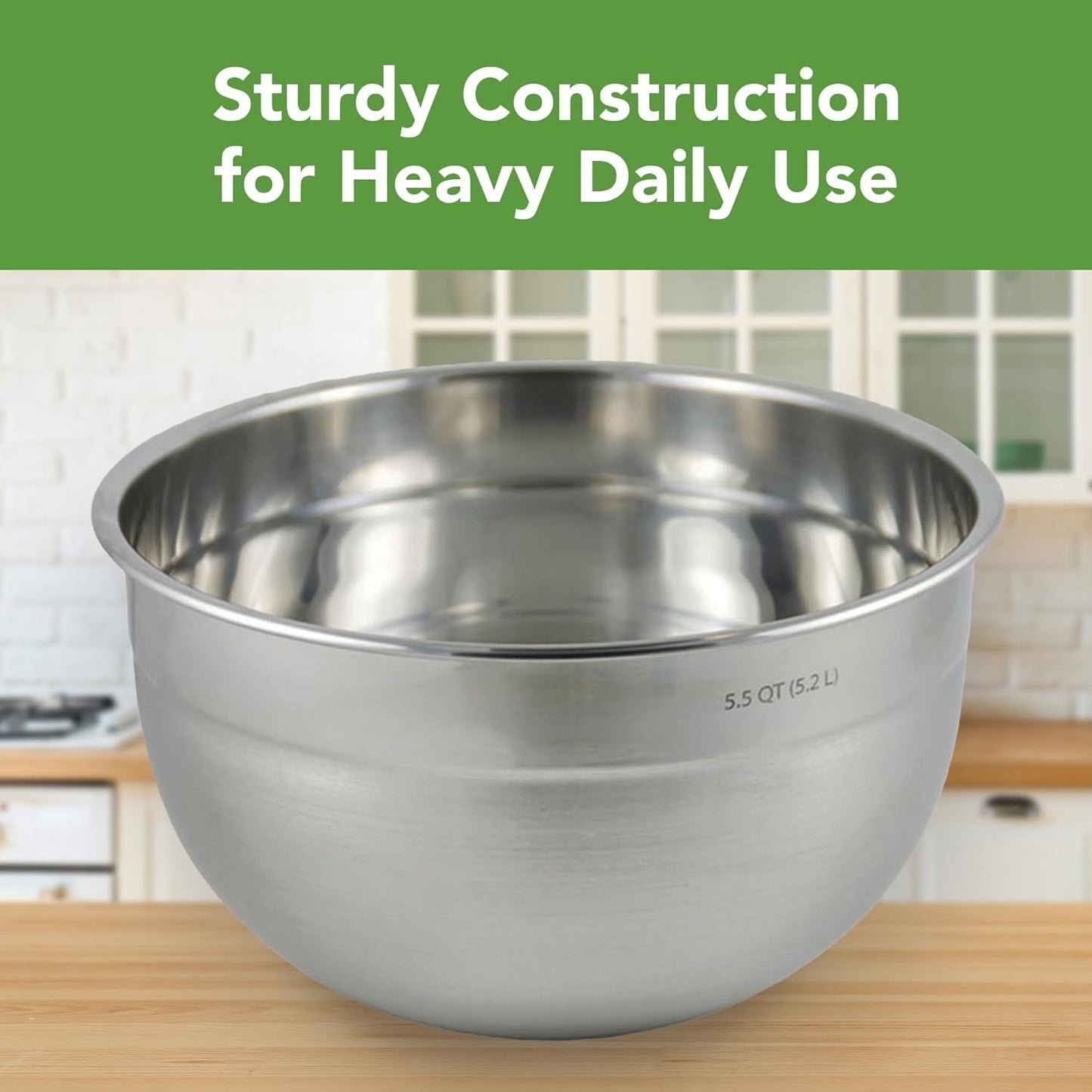 Tovolo Stainless Steel Mixing Bowl (5.5 Quart) - Kitchen & Home Essential for Food Storage, Serving, Salad, Food Prep, Baking, & Cooking/Dishwasher Safe