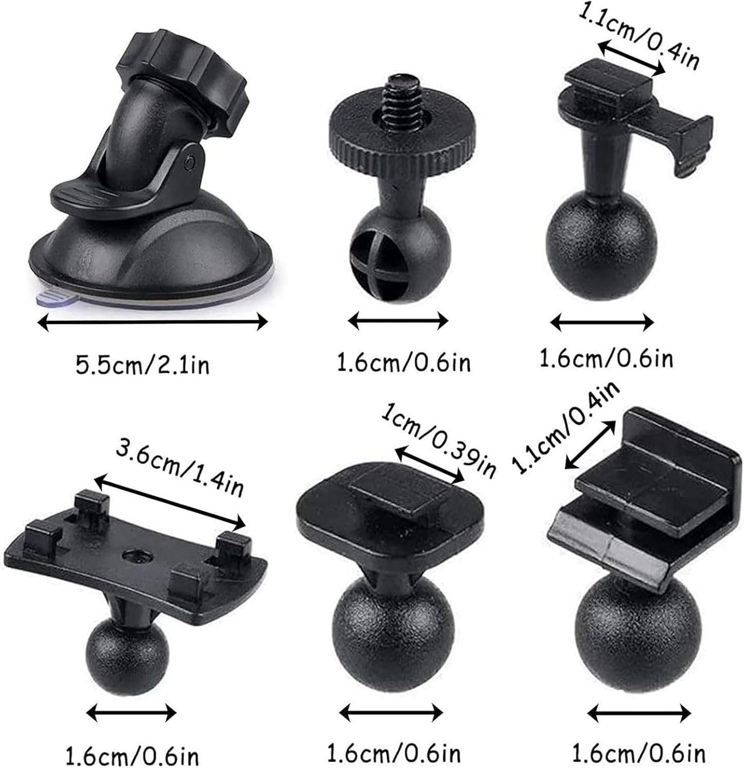 HOPEYMY26 360° Rotation Car Dash Cam Suction Cup Mount with 6 Adapters for Use in Navigation Devices, Cameras, Windscreens and Car Dashboards