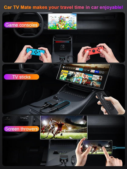 Car TV Mate 2025 Built-in Wireless CarPlay Adapter, Fire TV Stick Converter for Car Plug & Play, Stable Fast, No Latency, HDMl Multimedia Adapter with Factory Wired CarPlay and Most Streaming Devices