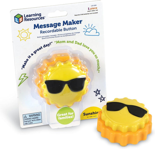 Learning Resources Message Maker Recordable Button Sunshine, 1 Pieces, Social Emotional Learning Toys, Social Emotional Learning Games
