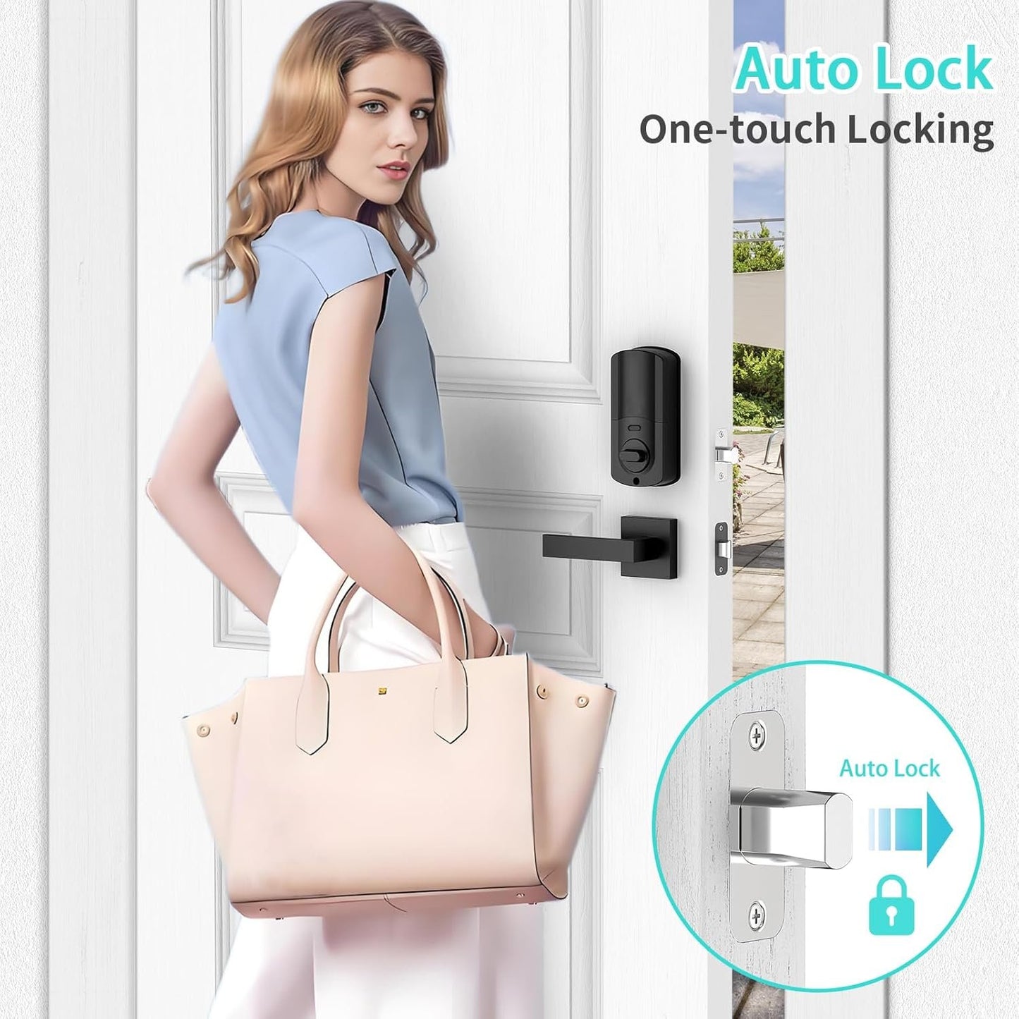 WiFi Front Door Lock Set, Hunnay Keyless Entry Door Lock with Handle, Smart Door Lock with Fingerprint & Digital Keypad, Smart Locks for Entry Door, Bluetooth Enabled with Alexa Voice Control, Black