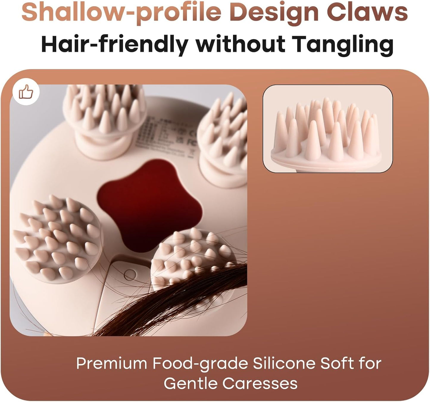 arboleaf Electric Scalp Massager Head Massager Scalp Stress Relax, 5 in 1 Kneading 128 Massage Nodes, Waterproof Hair Massage with 8 Removable Claws Cat Scratcher