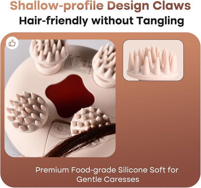 arboleaf Electric Scalp Massager Head Massager Scalp Stress Relax, 5 in 1 Kneading 128 Massage Nodes, Waterproof Hair Massage with 8 Removable Claws Cat Scratcher