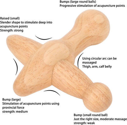 Point Massager Tool, Wood Deep Tissue Acupressure Massage Tools for Full Body Relaxing, Handcrafted Thumb Saver Massager Point Massager