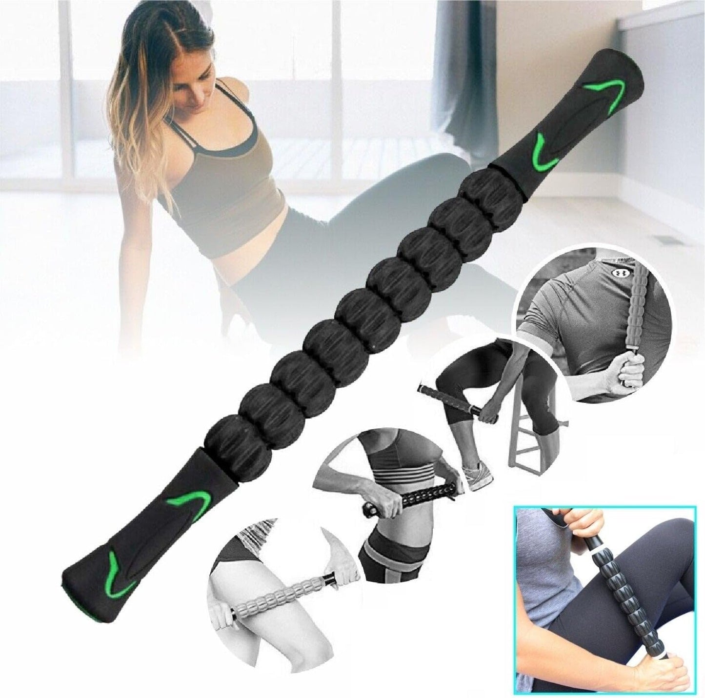 EZONEDEAL Muscle Roller Stick, Massage Roller, Body Massage Stick Release Myofascial Trigger Points Reduce Muscle Soreness Tightness Leg Cramps & Back Pain For Physical Therapy & Recovery (Pink)
