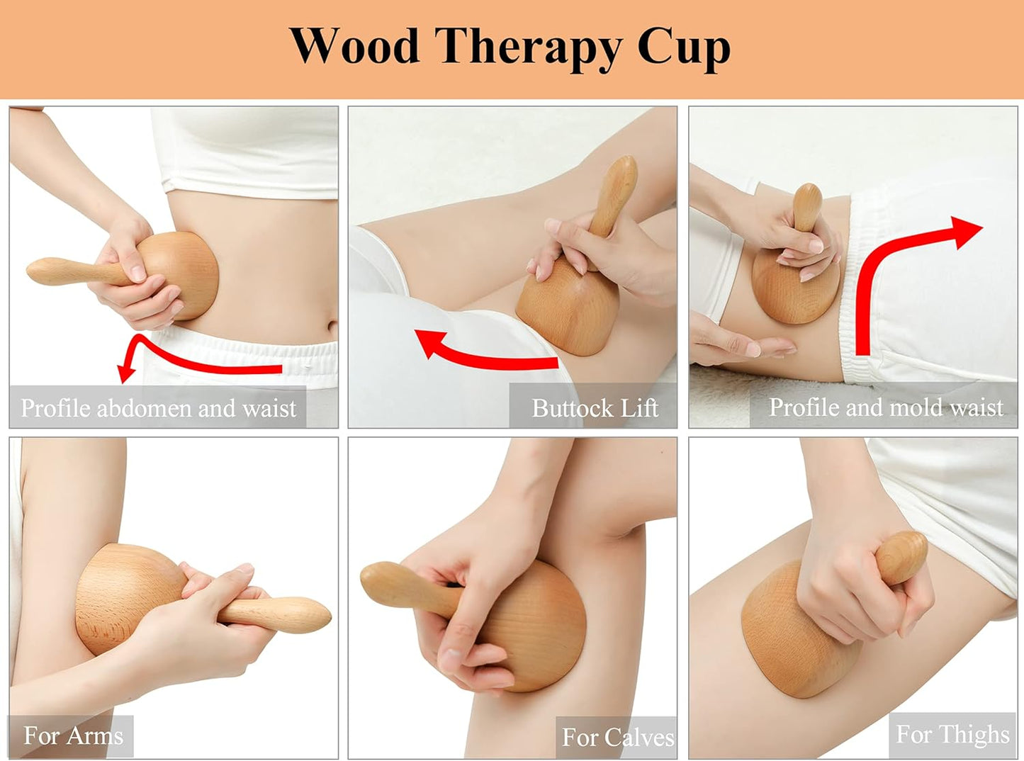 Handhleld Wood Swedish Cup Wooden Massager Wood Therapy Massage Tool Body Sculpting Tools for Maderotherapy,Lympahtic Drainage,Anti-Cellulite,Muscle Pain Relief -1 Piece-Rubber Wood