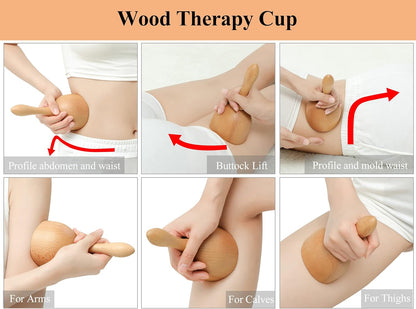 Handhleld Wood Swedish Cup Wooden Massager Wood Therapy Massage Tool Body Sculpting Tools for Maderotherapy,Lympahtic Drainage,Anti-Cellulite,Muscle Pain Relief -1 Piece-Rubber Wood