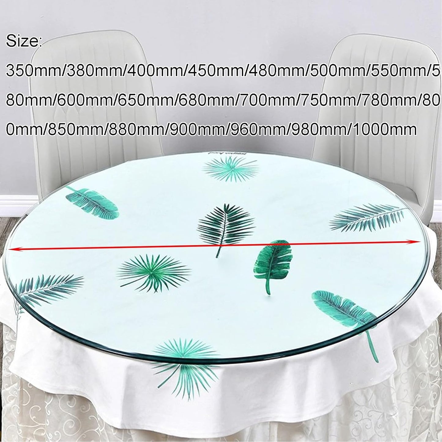 Tempered Glass Dining Tavolo, Round Crystal Tabletop for Dining Room, Clear Glass Table 35CM 55CM 68CM 80CM 100CM Modern Elegant Design, Durevole & Stylish