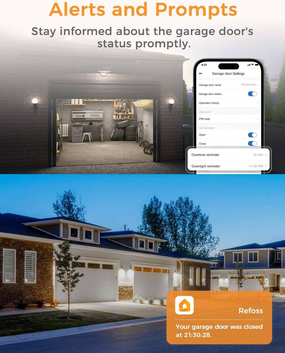 Refoss Smart Wi-Fi Garage Door Opener, Compatible with Apple HomeKit, Siri, Alexa & Google Assistant, Carplay, App Remote Control, Support 2.4GHz WiFi Only