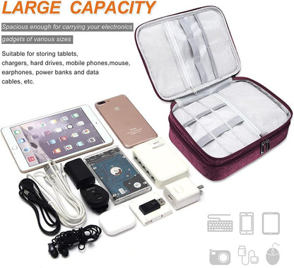 Packing Cubes for Travel Electronics Devices Organizer, with 12 PCS Ties,Versatile Electronic Accessories Carrying Case for Toothbrushes,Charging Devices,Other Cordless Electrical Appliances Purple