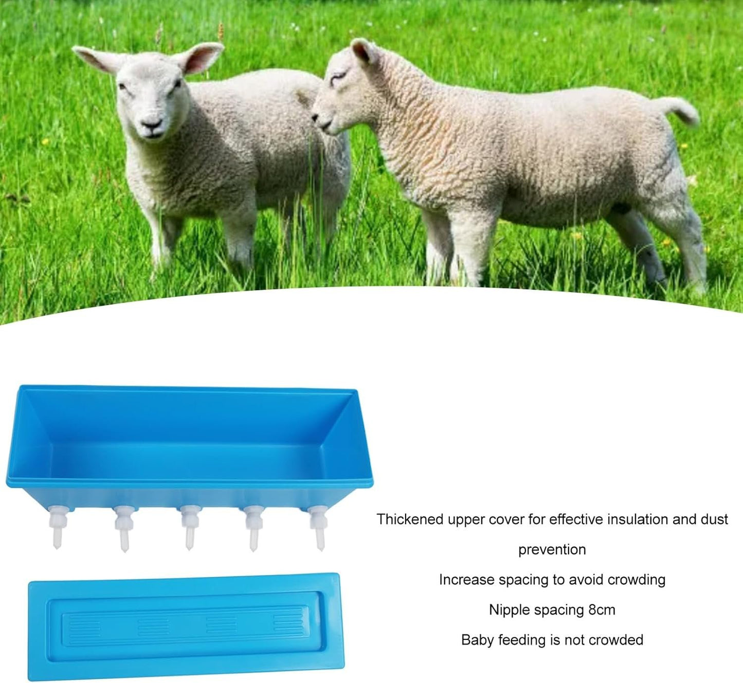 Silicone Lamb Drink Feeder, Farm Livestock Breeding Feeder, Vertical Type Calf Feeding Bottle with 5 Nipples Wall Mounted 8L Livestock Milk Feeding Bucket for Nursing Animal Lamb