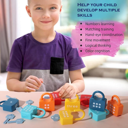 Misitti 20PCS Kids Learning Locks with Keys Numbers Matching & Counting Montessori Educational Toys for Ages 3 yrs+Math Manipulatives for Preschool Kindergarten Learning & Education