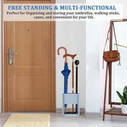 DricRoda Small Space Saving Umbrella Rack with Drip Tray for Decor, Home Office, Entryway - Blue, Holds 4 Umbrellas