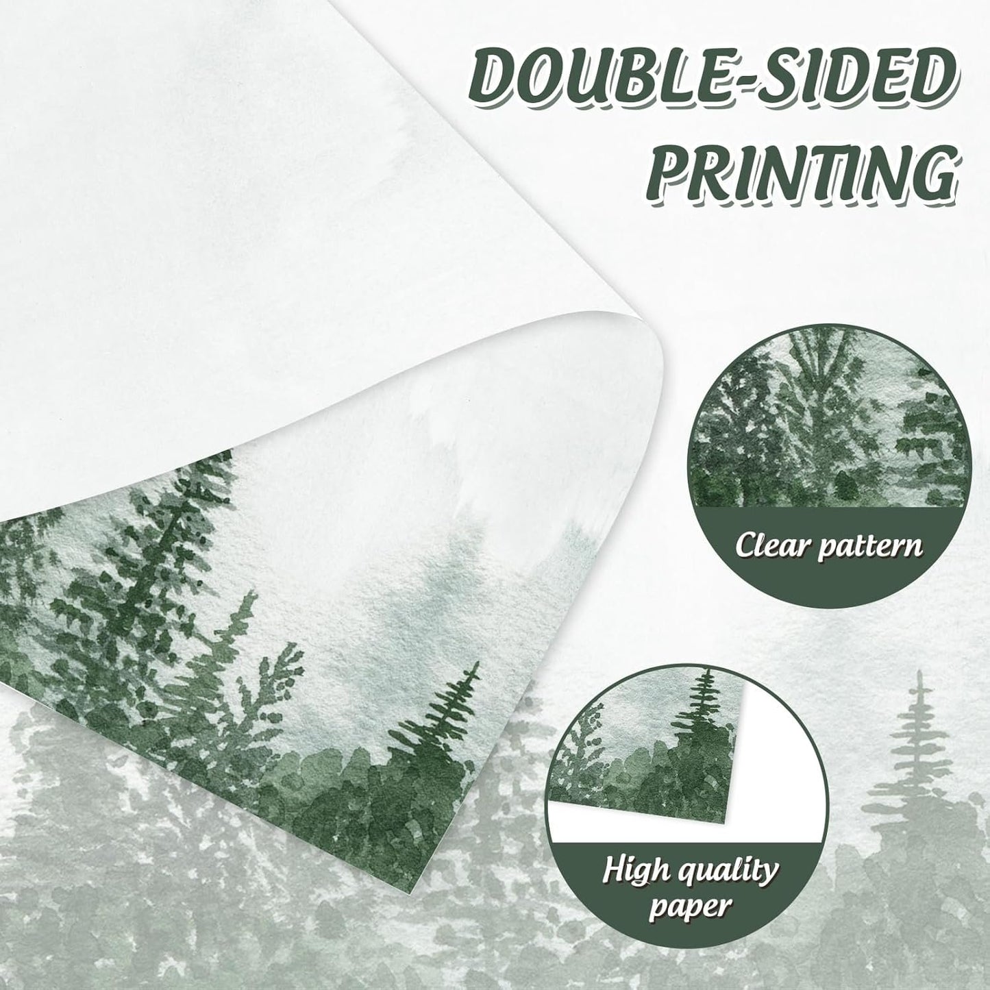 Generic AnyDesign 60 Sheet Forest Stationery Letterhead Paper Watercolor Forest Writing Paper Greeting Paper for Party Invitations School Printing, 8.5 x 11 Inch