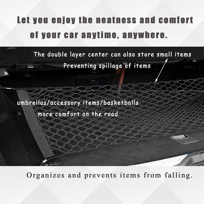 Ulifebetter Cargo Net Stretchable, 51*18In Trunk Storage Net Storage Organizer Net Elastic Mesh Net Bag Automotive Cargo Nets with 4 Buckles Screws Hooks Clips Trunk Storage Net for Pickup Truck Bed