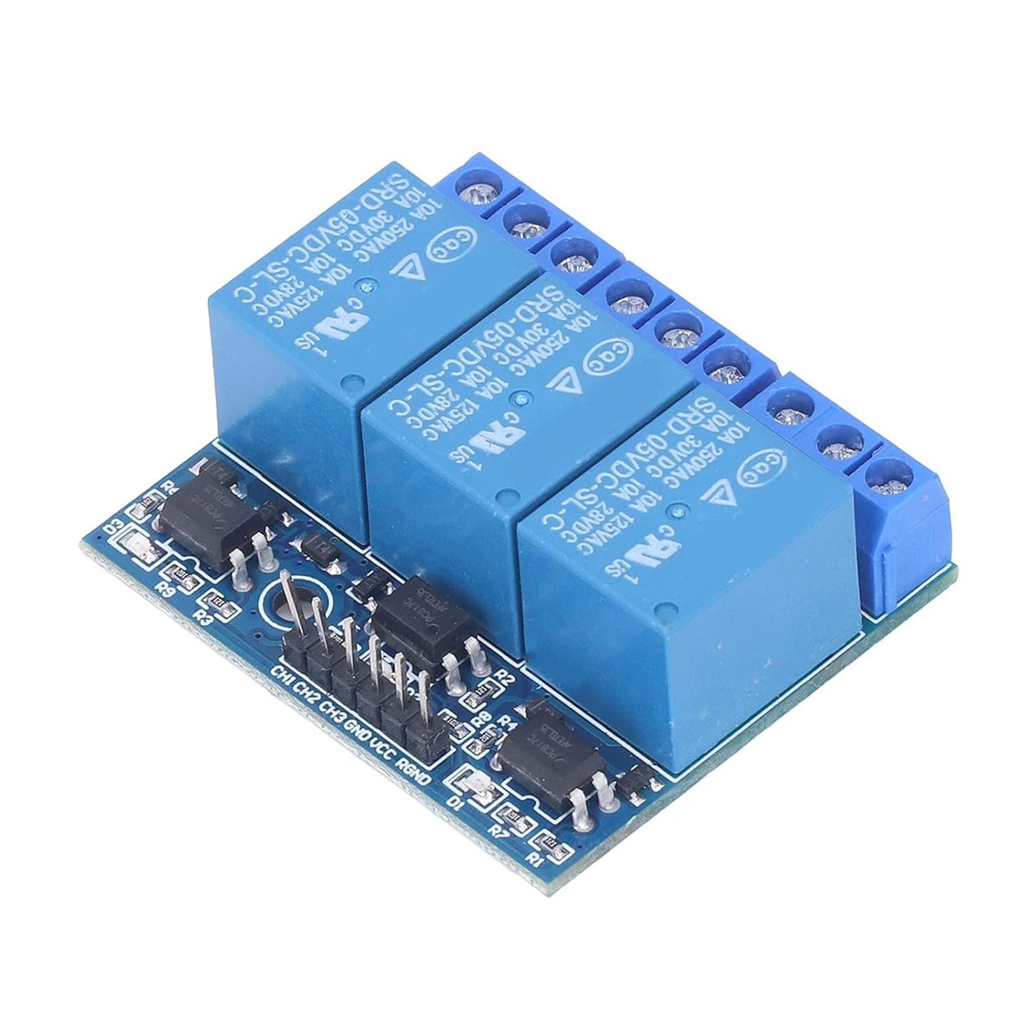 3 Channel Relay Module High Voltage Relay Board Isolated Optocoupler High Low Level Control for Home Automation (5v (3.3V Compatible))