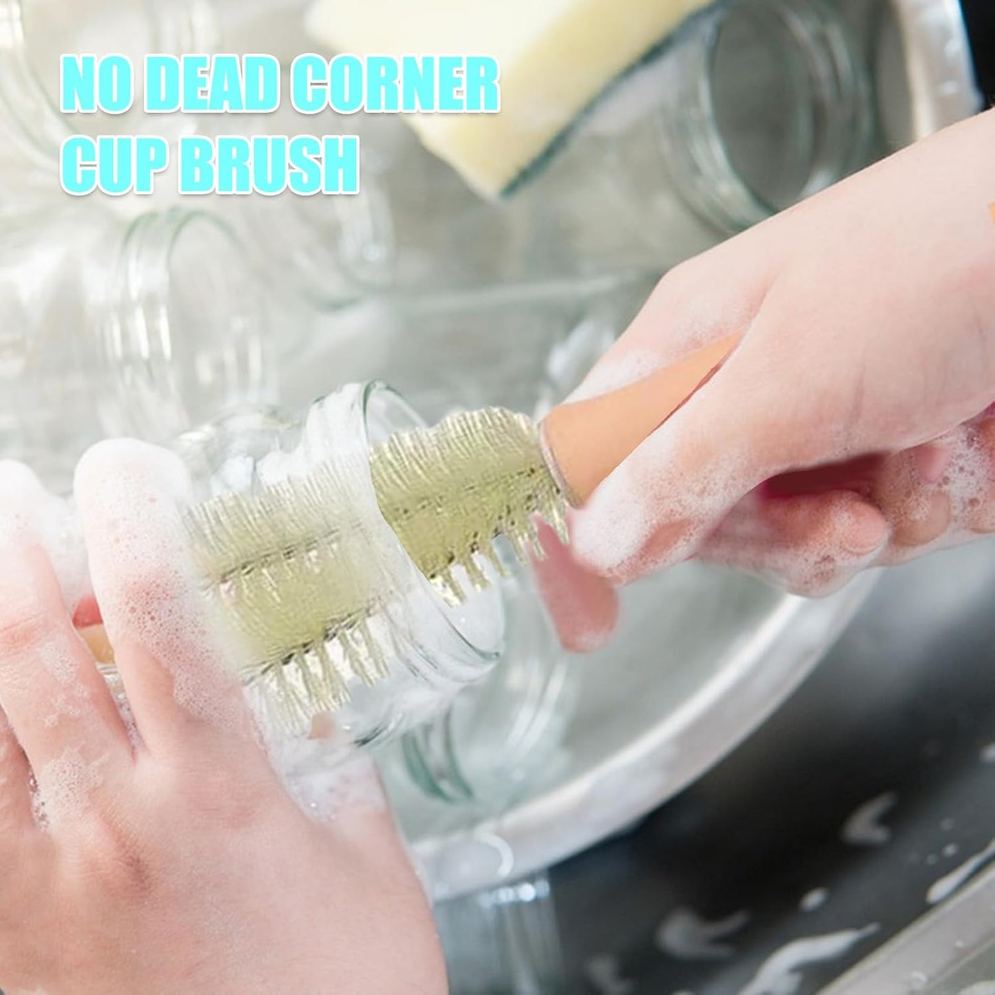 Water Bottle Brush, Short Handle Spiral Cup Brush Cleaner, Multipurpose Portable Scrubber, Compact Non-Scratch Cleaning Tool, Ideal for Tumblers, Glasses, Flasks, Mugs, Containers