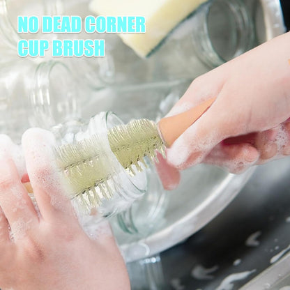 Water Bottle Brush, Short Handle Spiral Cup Brush Cleaner, Multipurpose Portable Scrubber, Compact Non-Scratch Cleaning Tool, Ideal for Tumblers, Glasses, Flasks, Mugs, Containers