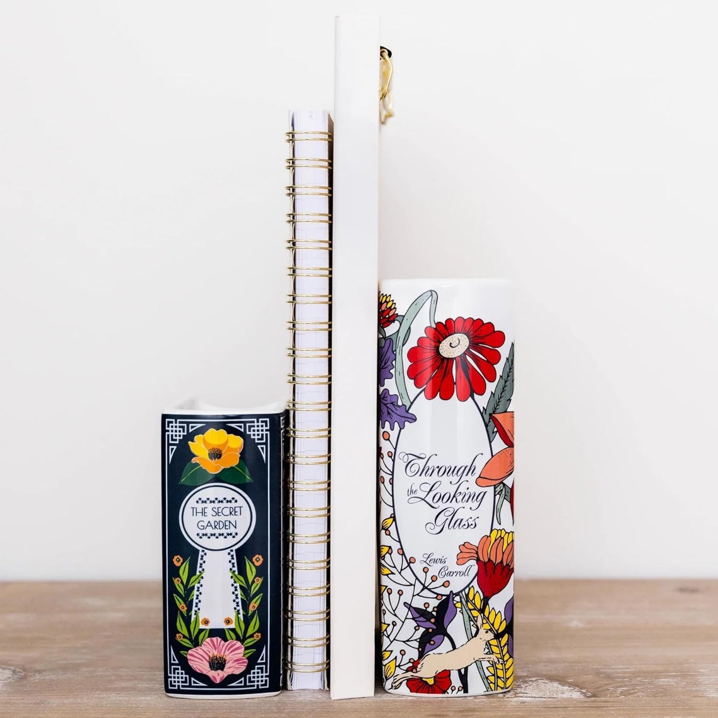 Book-Shaped Decorative Vase, Ceramic Vases for Home Decor, Cute Bookshelf Decor, Unique Vase for Book Lovers (Small - Secret Garden)