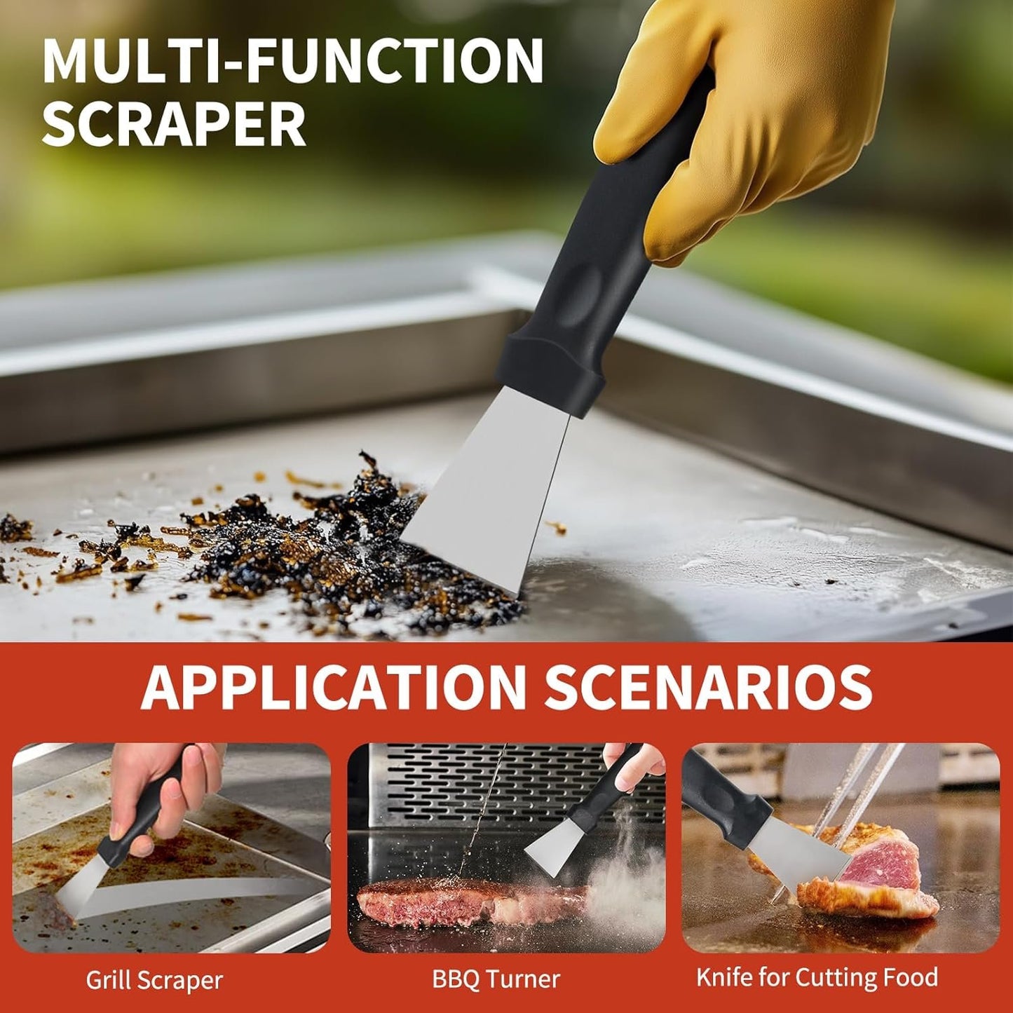 Griddle Stone Grill Brick - Grill Bricks Cleaning Block Barbecue Grill Cleaner Pumice Stone for Blackstone Griddle Accessories Flat Top Brick -3 PCS Grill Cleaning Bricks with Handle
