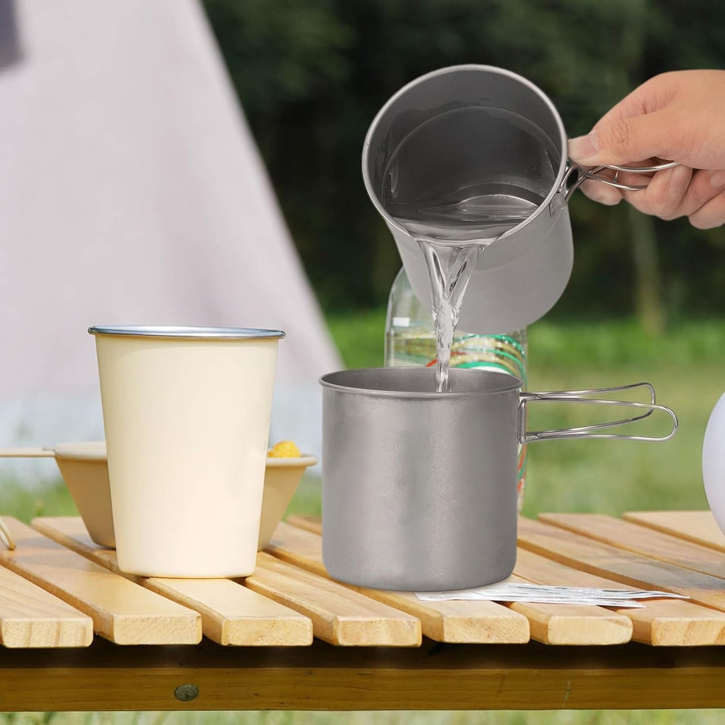 Camping Pots, 2X Stainless Steel, Outdoor Cooking Set, Capacity, Portable Survival Equipment, Lightweight Hiking Gear, Travel Meal Prep Tool, Picnic Supplies, 1000ml