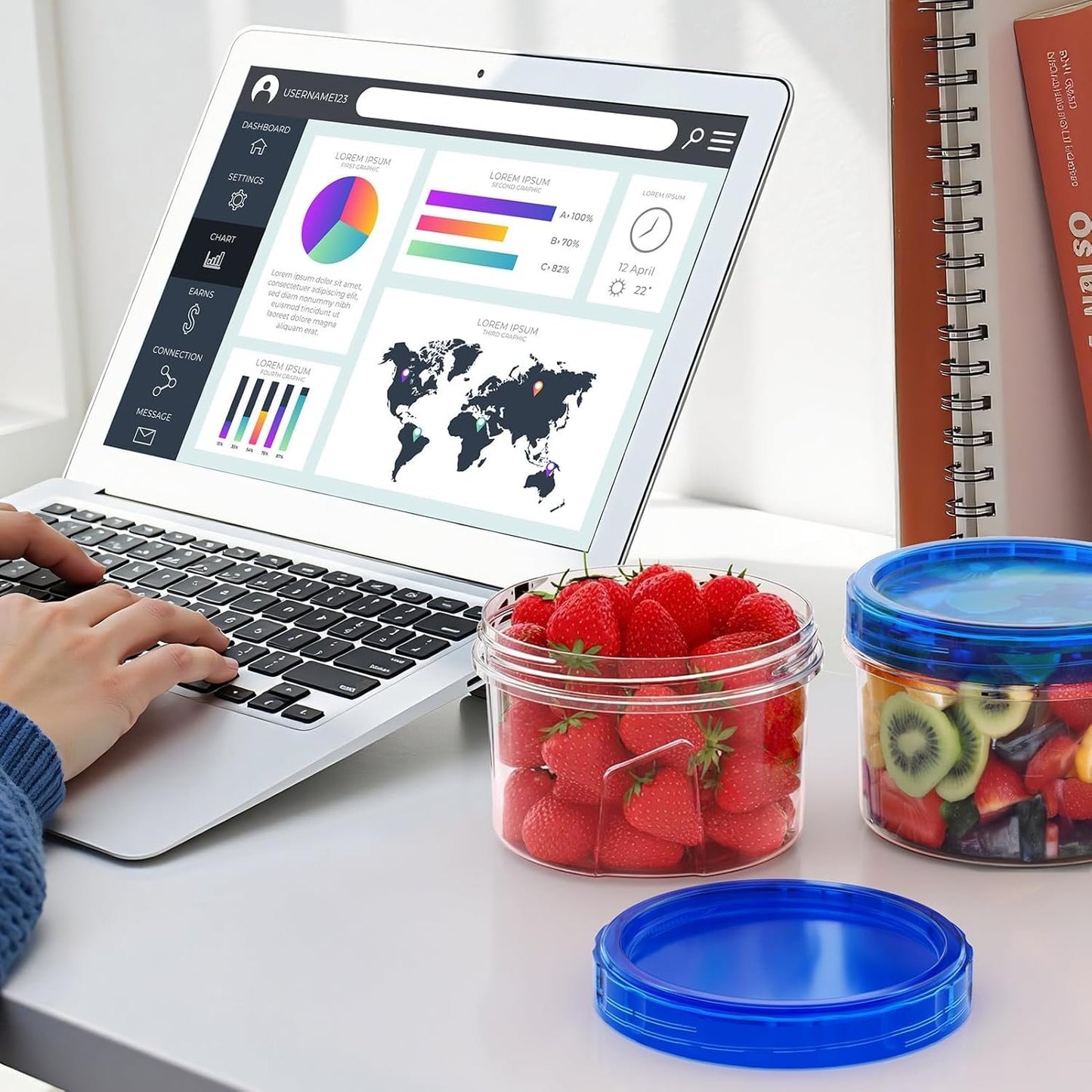 Freezer Storage Containers, 6 Pack-16 OZ Small Plastic Containers with Twist Top Lids, Round Food Storage Containers, Reusable Soup Container Microwave/Dishwasher Safe