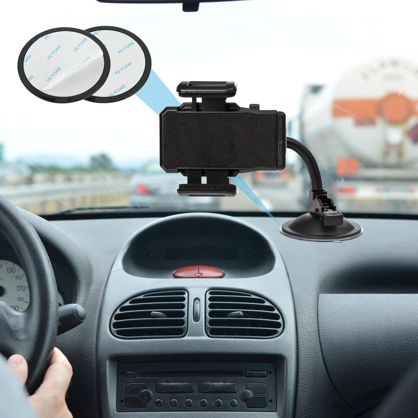 3 Pieces Dashboard Adhesive Mounting Disc, 80 mm Fixing Plates with Adhesive Stickers for Dashboard Heat Resistant Double-Sided Adhesive for Suction Cup Phone Holder and Windshield
