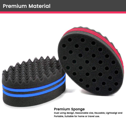 3Pcs Magic Hair Twist Sponge Brush, AUHOKY Premium Two-Sided Barber Curl Sponge with Small Holes, Men Women Children Hair Styling Care Tool for Afro Curling Coils Wave Hair Dreadlocks(3Colors)