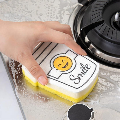DDGURDH Household Cleaning Sponges Smile Face Cleaning Sponge Magic Decontamination Dish Washing Cloth Kitchen Cleaner Sponges Scouring Pads Kitchen Accessories