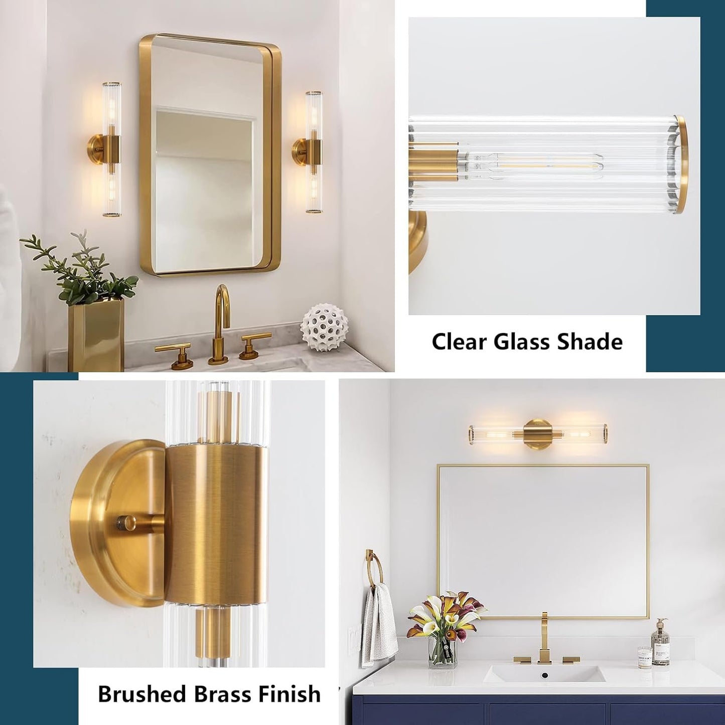 Wall Sconce Brushed Brass Gold Wall Sconces Set of 2 with Stripped Glass Wall Light Sconces Wall Lighting Wall Sconces Lighting Applique Murale Interieur Wall Lamp Luminaire Mural for Bathroom