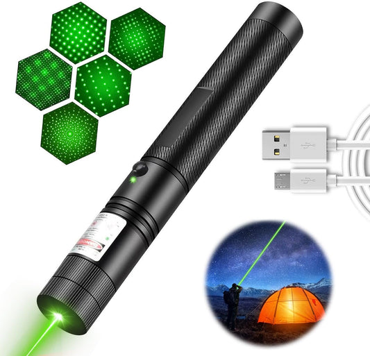 Long Range Tactical Green Beam Flashligh, Rechargeable Bright Laser Pointer for Night Astronomy Outdoor Camping Hiking for Indoor Outdoor