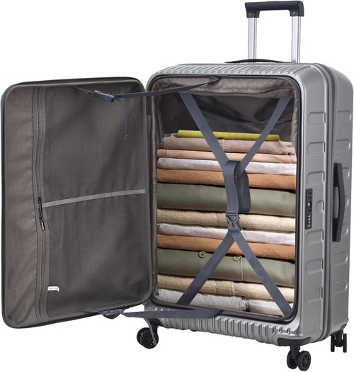Kaleenie 29 Inch Luggage with Expansion & Side Opening Design, 50 * 31(35)*76cm, 117L~133L, 4.6Kg, Ligthweight ABS+PC Hardshell Checked Suitcase, Gray