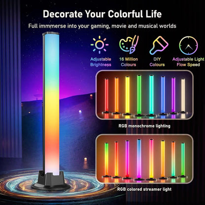 WiFi LED Lights Bars, 2 Pack Necomi Smart RGB Light Bars Compatible with Alexa, Google Home, Bluetooth Smart App Music Sync Color Changing RGB LED Light Strip, for PC, TV, Room