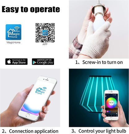 HaoDeng Smart Light Bulbs E27 A60 7W RGBCW WiFi Light Bulb, Dimmable Led Light, Color Changing Light Bulb, Compatible with Alexa, Google Home, 2.4GHz Only, No Hub Required, 60W Equivalent 500LM, 1Pack