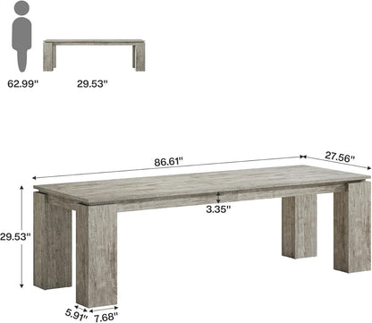 Tribesigns 86-Inch Large Dining Table for 8 People, Wood Farmhouse Kitchen Table with Thick Legs for Dining Rooms, Restaurants