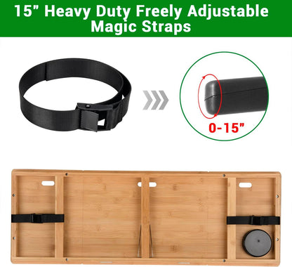 JOSHMAR Treadmill Desk Attachment – Premium Walking Desk Connected with Riser, Cup and Phone Holder. Adjustable Ergonomic Bamboo Treadmill Laptop Holder for Home or Office Workstations.