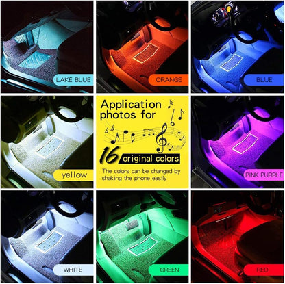 LETRADE Car Interior Lighting, 4 in 1 Waterproof LED Car Accessories RGB LED Strip Car Decoration with Music Sound Activated and Remote Controlled, Perfect Gifts (RGB)
