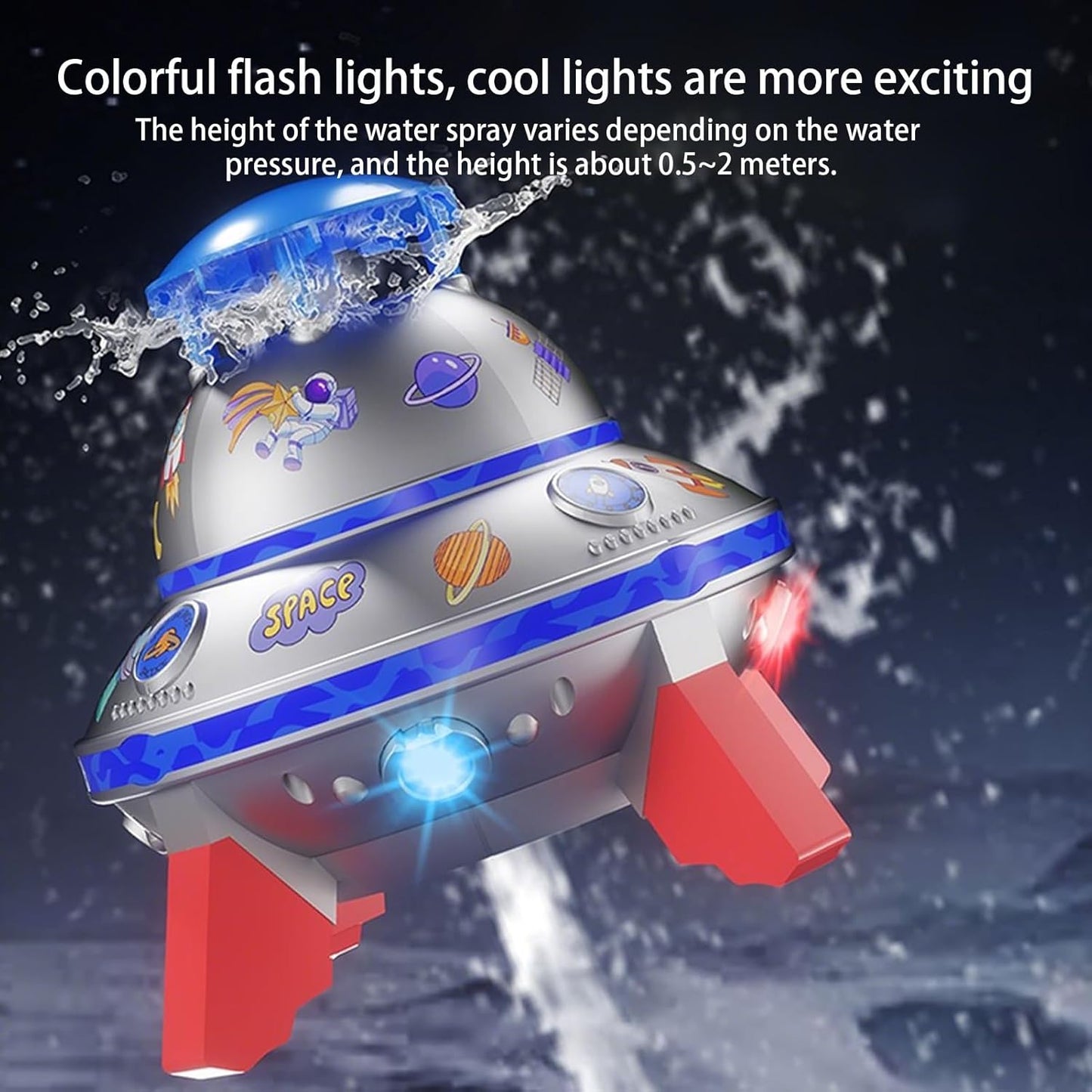 Water Sprayer Toy, Rotating Luminous Sprinkler, Interactive Water Play, Reusable Squirting Feature, Backyard Beach Pool Fun, Summer Play Equipment 7.09x7.09x9.45