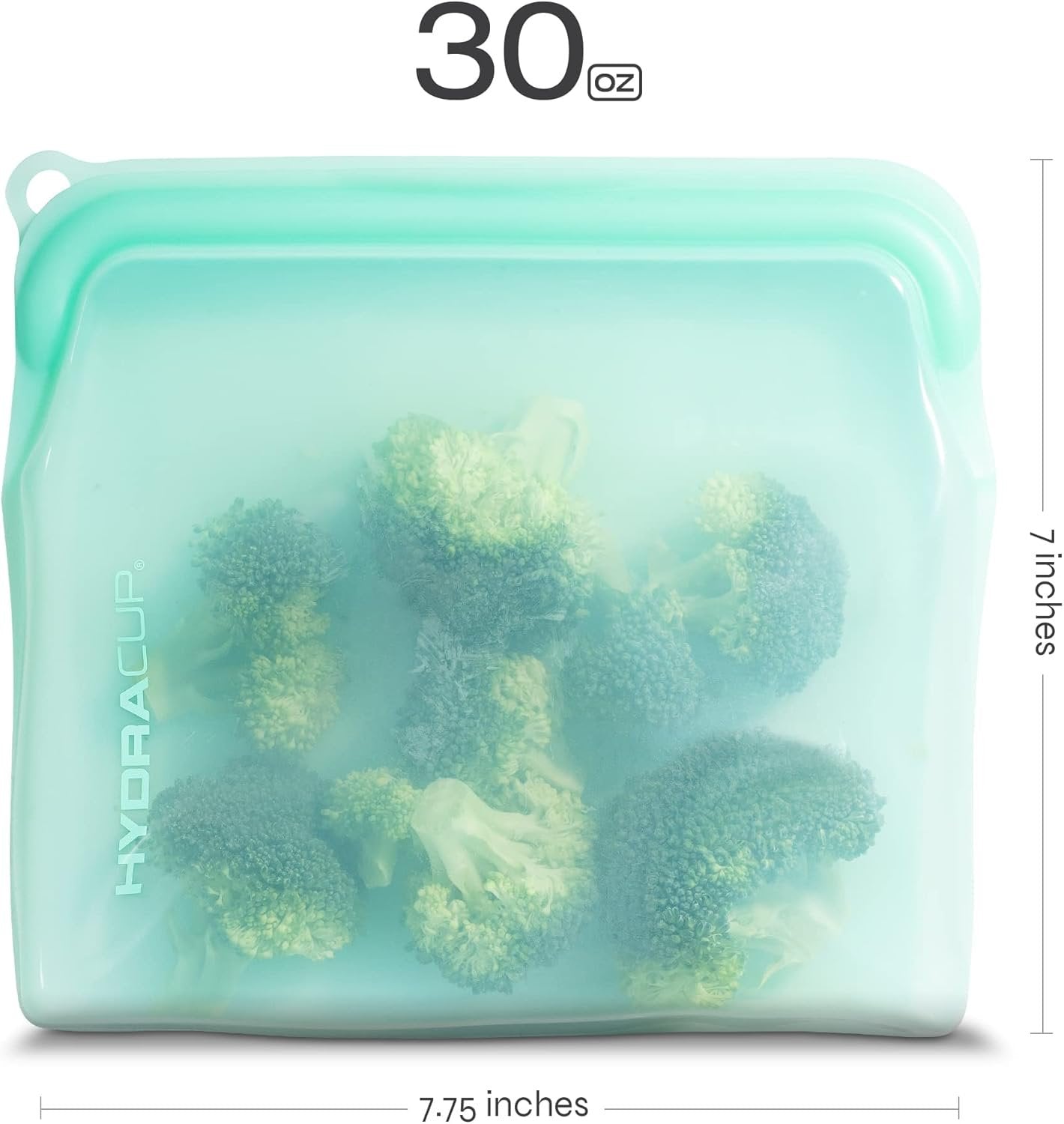 6 PACK - Hydra Cup Reusable Food Storage Silicone Bags, 30 ounces, Press to Lock, Stash Snacks & Meal Prep, Sandwich Size, Microwave, Oven, & Freezer Safe.
