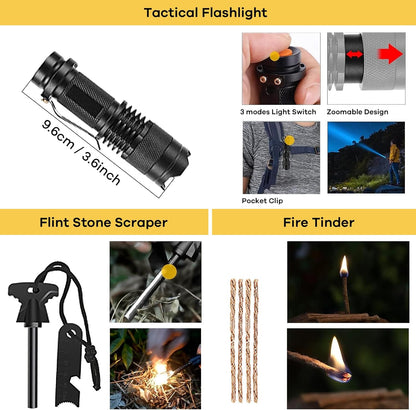 Survival Kit, Emergency kit and First Aid Kit for Outdoor, Survival Gear with Molle System, Professional Tools for Camping, Earthquake, Outdoor Adventure, Hiking and Hunting