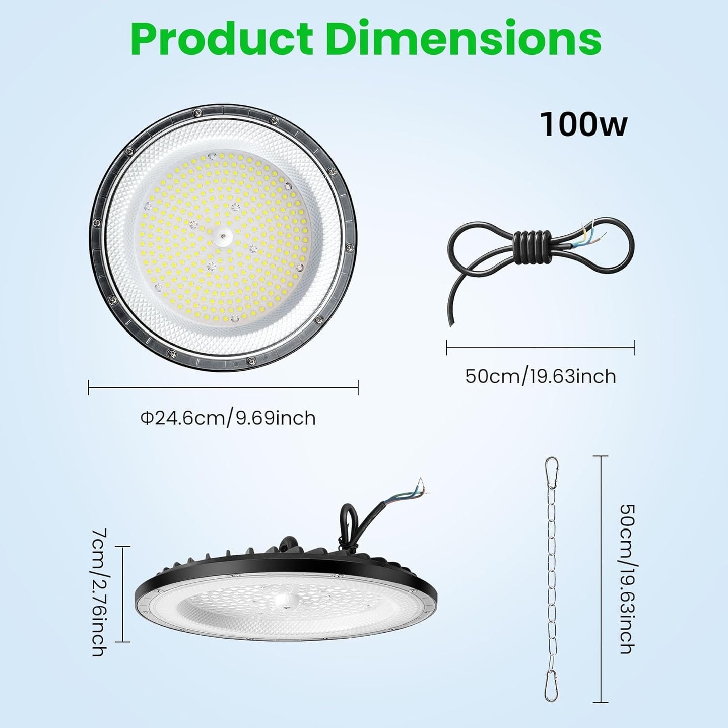 4 Pack 100W LED High Bay Light 15000LM, 6000K Super Bright UFO High Bay LED Shop Lights, IP65 Waterproof Commercial Lighting Fixture, LED Garage Lights Shop Lights for Workshop, Warehouse, Garage