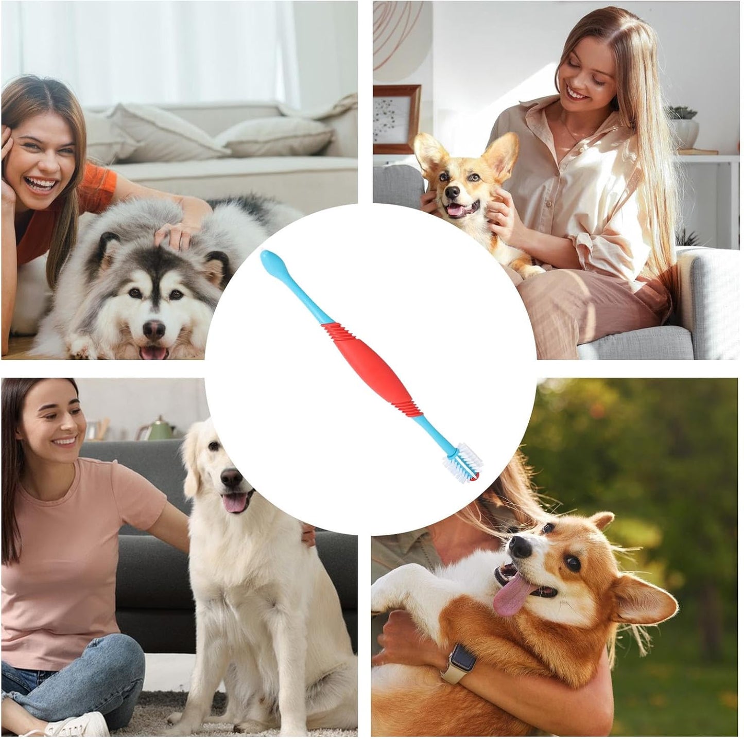 Dog Toothbrushes, Double-Headed Puppy Tooth Brush, Pet Care Supply, Multi-Pet Orals Hygiene Tool, Soft Bristles Gentle Cleaning, Portable Design, for Grooming Bathing Apartment Use., 2,2 x 20,7 cm ABS