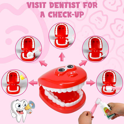 LOYO Doctor Kit Kids - Dentist kit for Kids, Doctors Play Set with Doctor Costume, Pretend Play Toddler Toy for 2 3 4 5 6 7 Years Old Girls Boys Birthday Gifts (Pink)