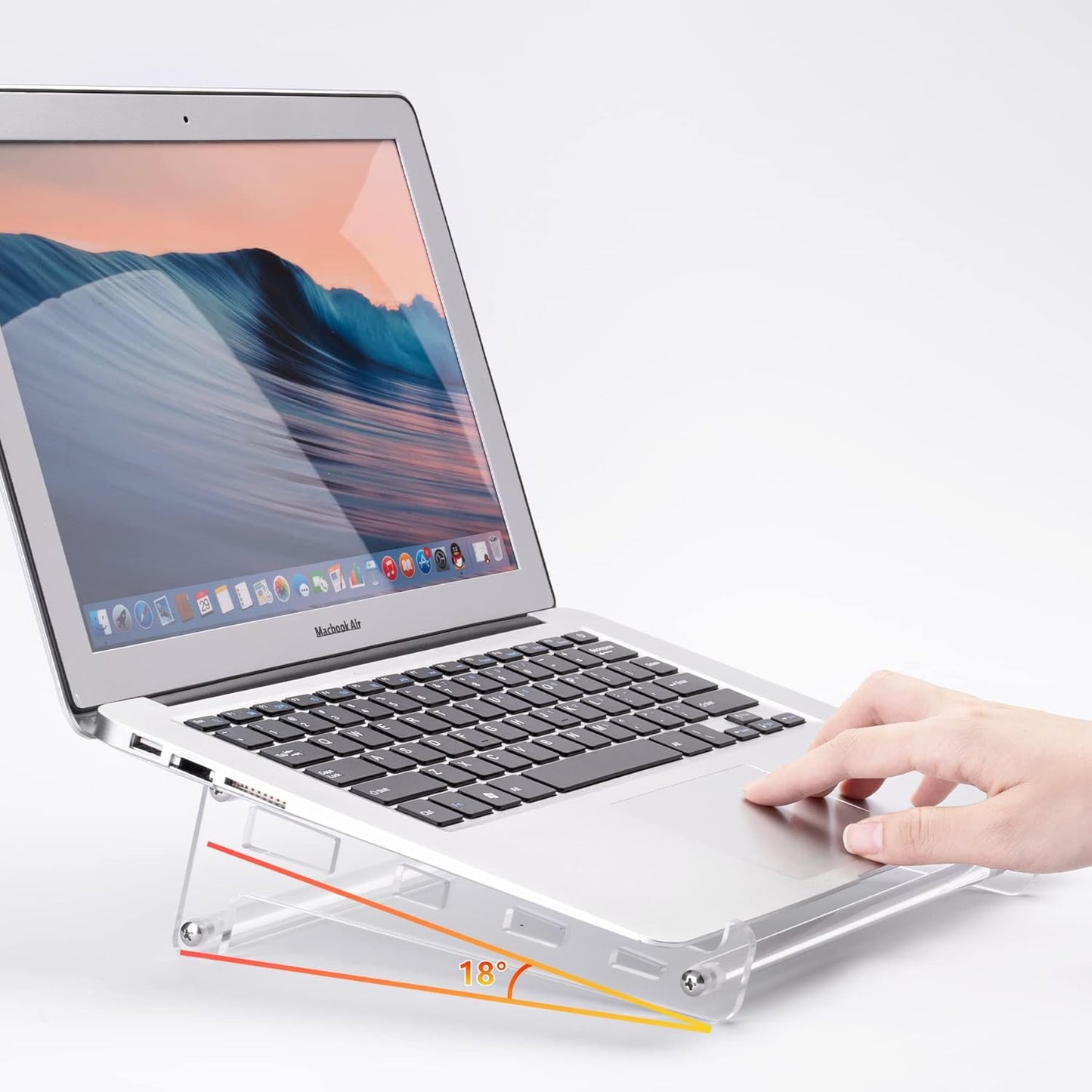 QUPIVA Acrylic Laptop Stand for Desk, Clear Ventilated Computer Stand Holder for Desk, Ergonomic Acrylic Sturdy Laptop Riser Compatible with MacBook Air Pro Dell Lenovo Thinkpad ASUS 9-16 Inch