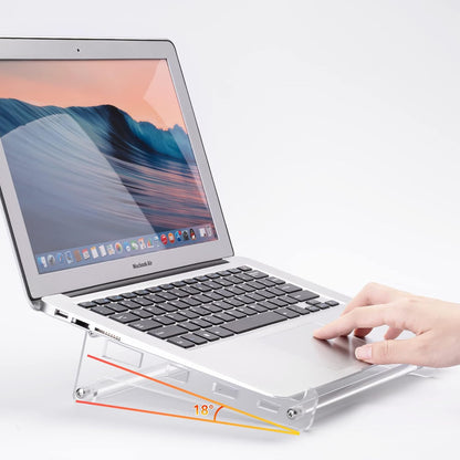 QUPIVA Acrylic Laptop Stand for Desk, Clear Ventilated Computer Stand Holder for Desk, Ergonomic Acrylic Sturdy Laptop Riser Compatible with MacBook Air Pro Dell Lenovo Thinkpad ASUS 9-16 Inch