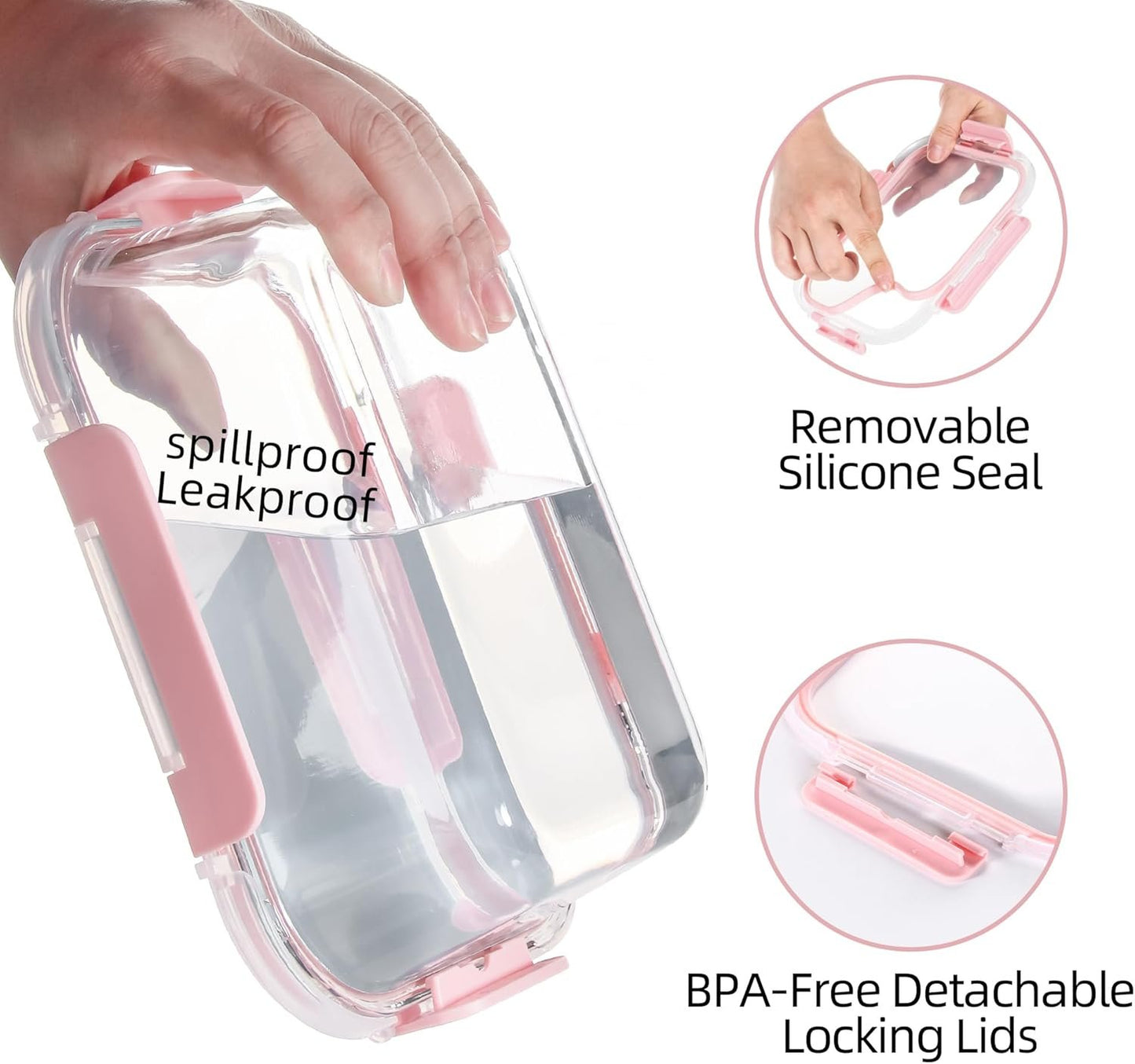 Glass Meal Prep Containers with Lids 12 Pack Airtight Glass Meal Prep Containers, Stackable & Leak-proof, Dishwasher Safe, Pink