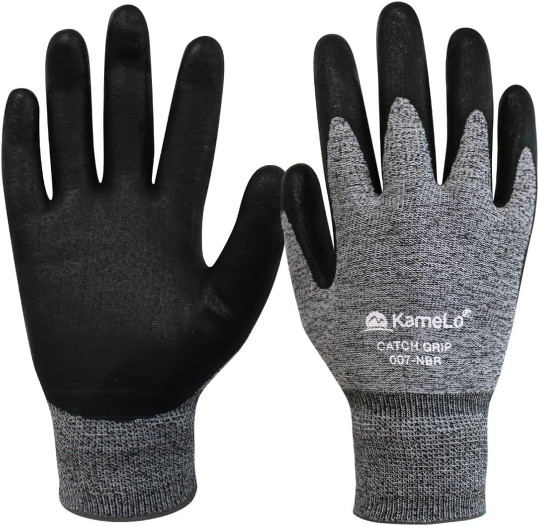 KameLo NBR Coated Non-Slip Grip Nylon Spandex Safety Work Gloves for DIY, Gardening Multipurpose Hand Protection (007-NBR)