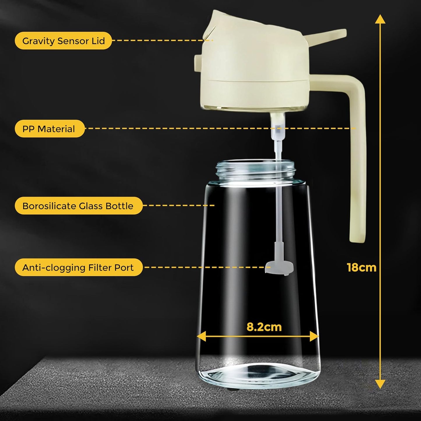 WEARPEER 16oz/470ml 2-in-1 Glass Olive Oil Sprayer & Dispenser – Premium Oil Spray Bottle for Cooking, Air Fryer, Salad, BBQ & Frying – Food-Grade kitchen tools & gadgets & Oil Dispenser Bottle