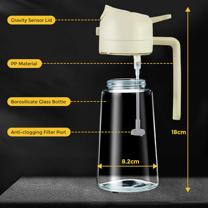 WEARPEER 16oz/470ml 2-in-1 Glass Olive Oil Sprayer & Dispenser – Premium Oil Spray Bottle for Cooking, Air Fryer, Salad, BBQ & Frying – Food-Grade kitchen tools & gadgets & Oil Dispenser Bottle